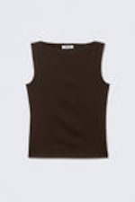 Dark Brown - Annie Sleeveless Boat-Neck Top - 0