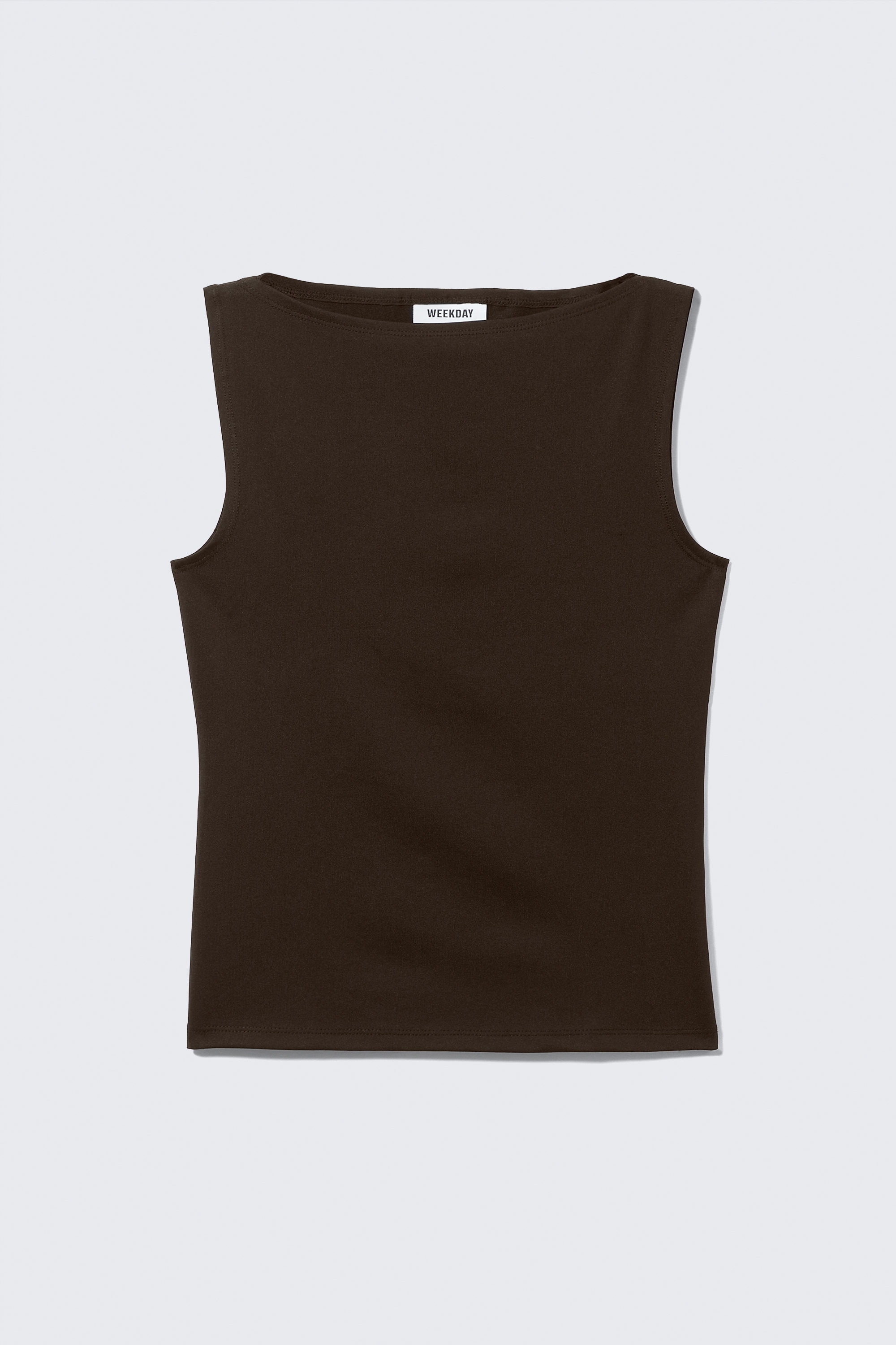 Dark Brown - Annie Sleeveless Boat-Neck Top - 3