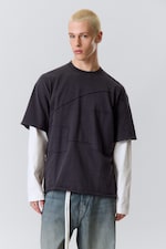 Noir et blanc - T-shirt à panneaux superposés - 4