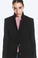 Black - 70s Knee-length wool coat - 1