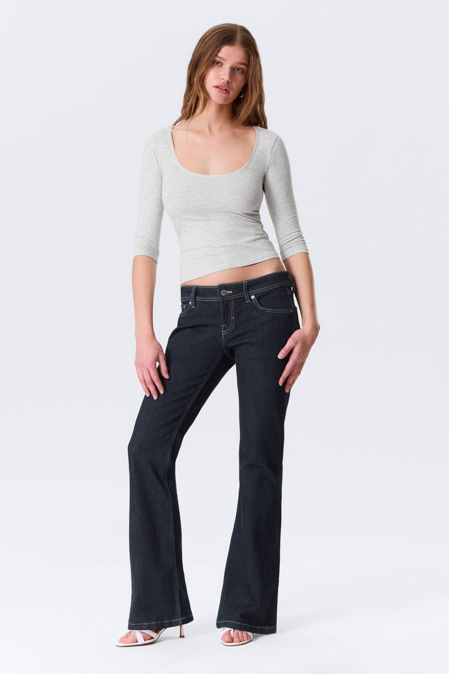 Haut ajusté à manches trois-quarts - Grey Melange/Blanc cassé/Marron foncé/Lilas clair - 5