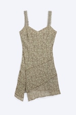 Dimmig Khakigrön - Flower - Asymmetrisk slipklänning - 4