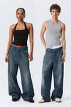 astro loose baggy leg jeans - Mine Blue - Medium Blue