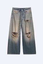 Sjøstjerneblå - mellomblå - Andromeda jeans med lavt liv og løs baggy passform - 0