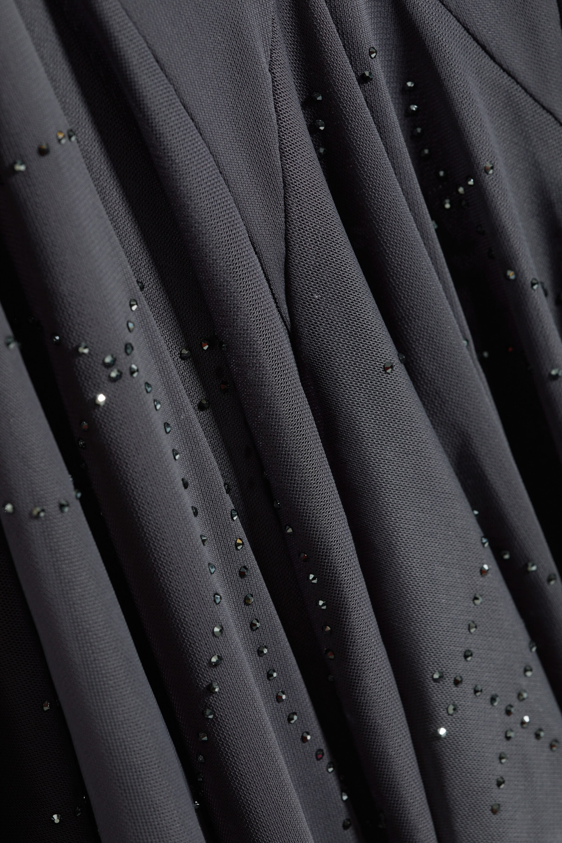 Dunkelgrau - Asymmetrisches Minikleid mit Strass - 2