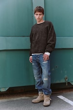 Dark Brown Melange - Relaxed Wool-Blend Crew-Neck Sweater - 1