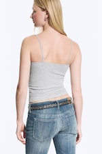 Light Dusty Grey Melange - Slim V-neck Cotton Singlet - 2