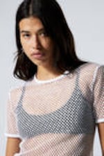 White - T-Shirt mit schmaler Passform aus Netzstoff - 2