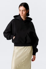 Black - Boxy Cotton Fleece Hoodie - 1