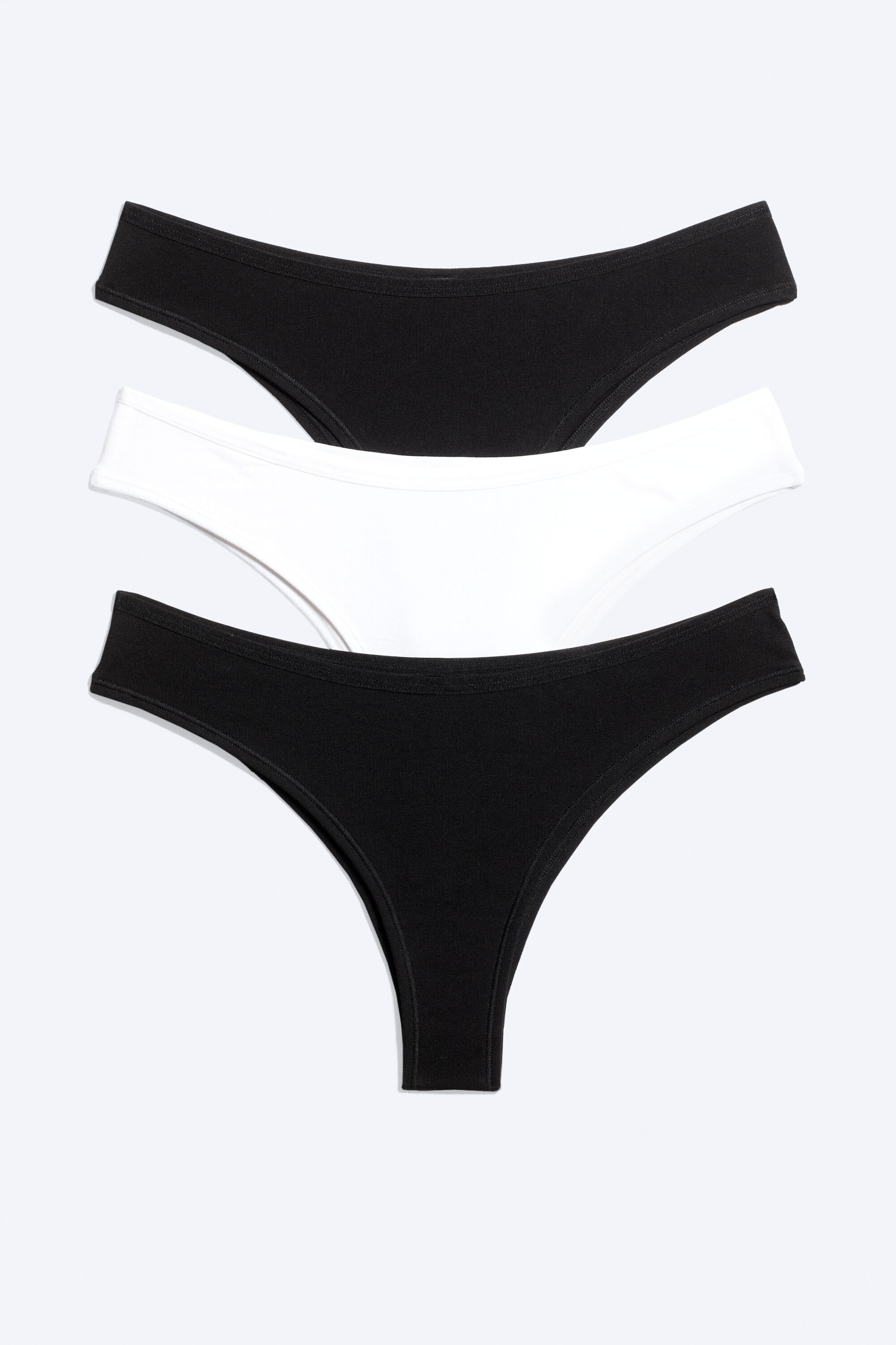 Schwarz & Weiß - 3er-Pack Brazilian-Slips Inez aus Baumwolle