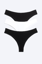 Schwarz & Weiß - 3er-Pack Brazilian-Slips Inez aus Baumwolle - 0