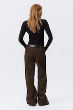 Brown - Relaxed Fit Low Rise Corduroy Trousers - 3
