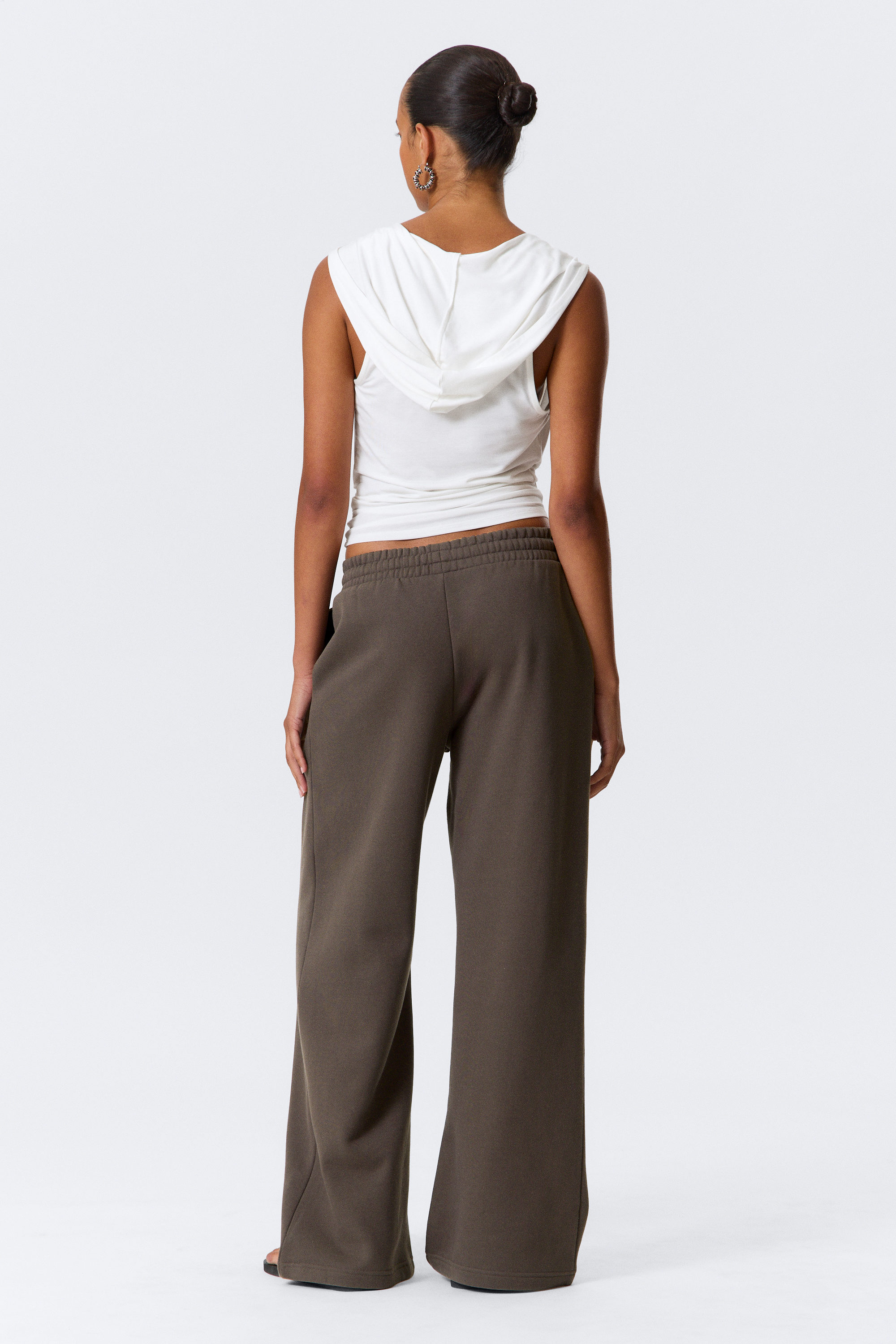 Blanc - Top drapé à capuche sans manches en lyocell - 3