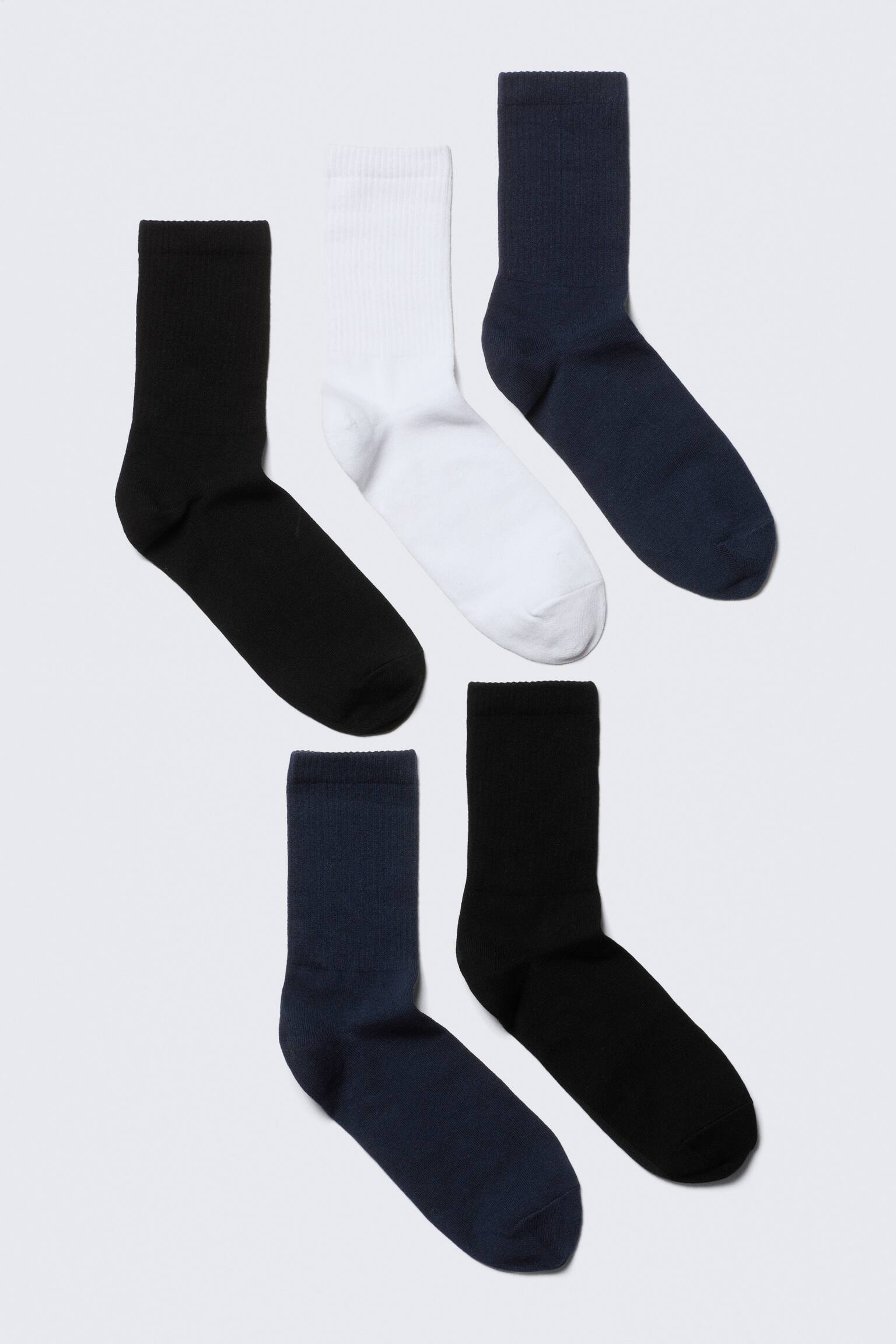 5-pack Sport Socks - Black/White/Dark Blue/Black/White