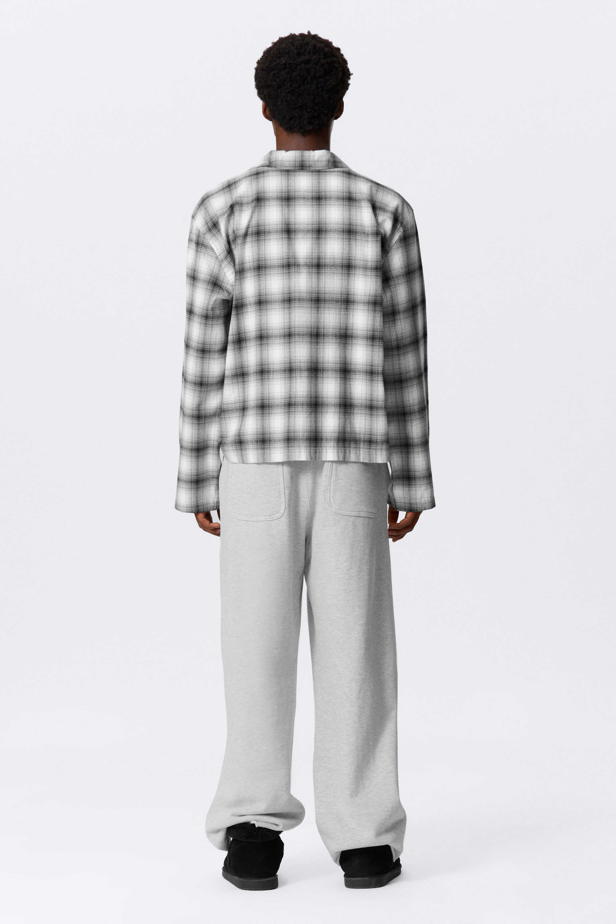 Checked White - Relaxed Flannel Pyjama Shirt - 4