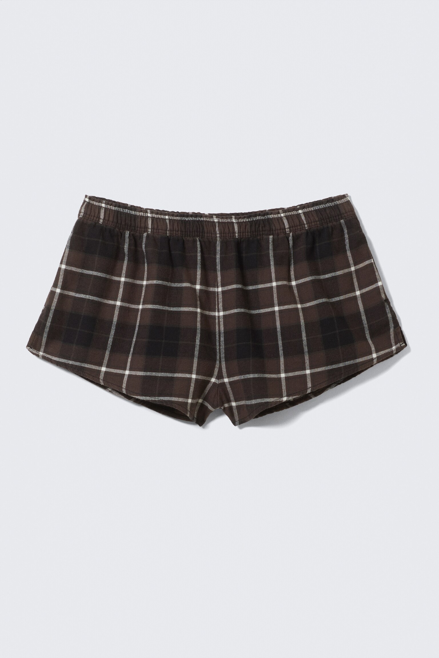 Flannel Pyjama Boxer Shorts - Checked Brown/Purple Check - 2