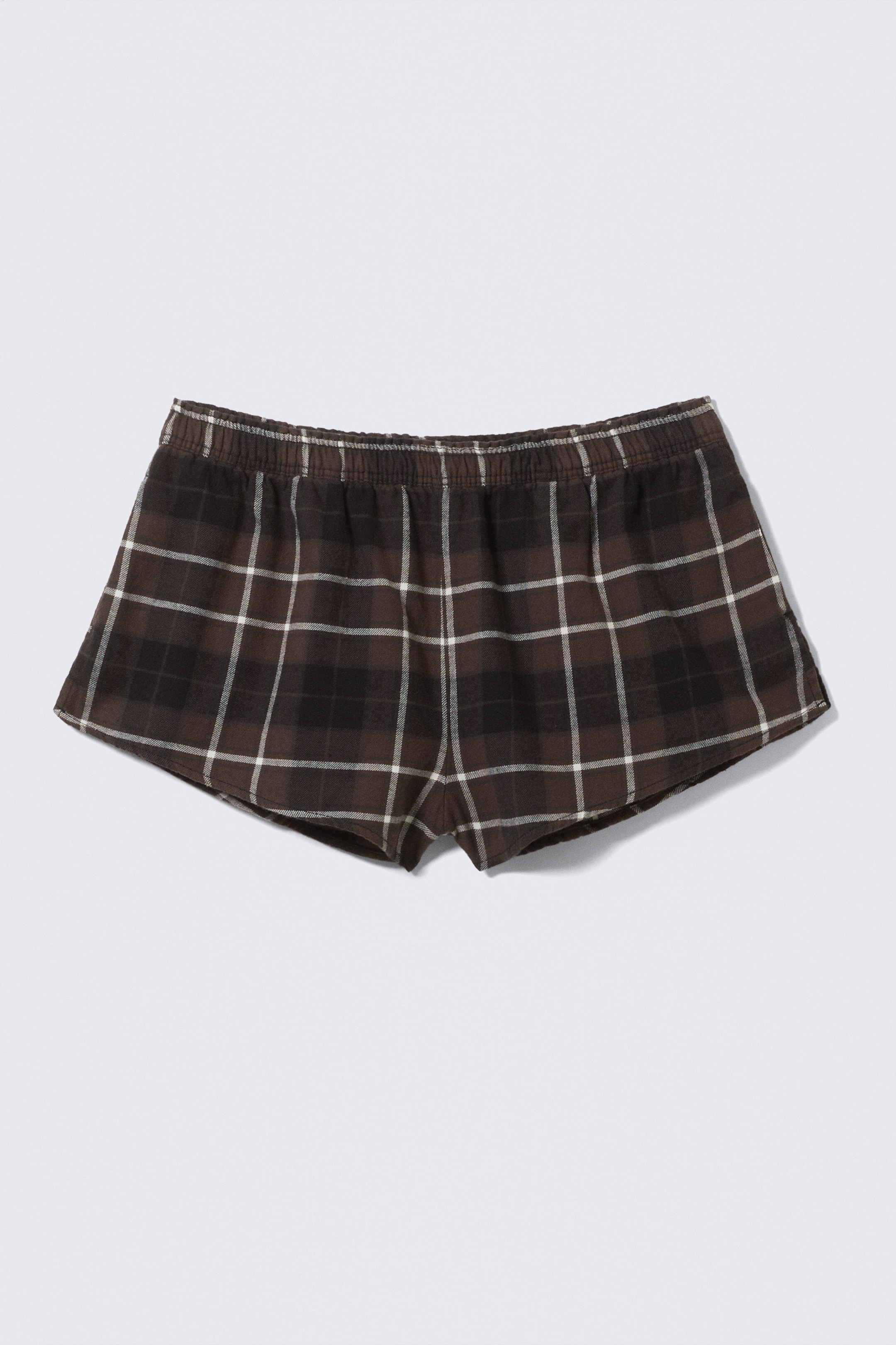 Rutig brun - Pyjamasboxershorts i flanell - 3