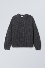 Schwarz - Oversized-Pullover aus Wollmischung - 0