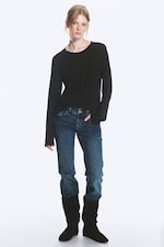 Schwarz - Longsleeve-Top aus Viskose - 1