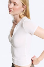 White - Henley Short-sleeved Top - 4