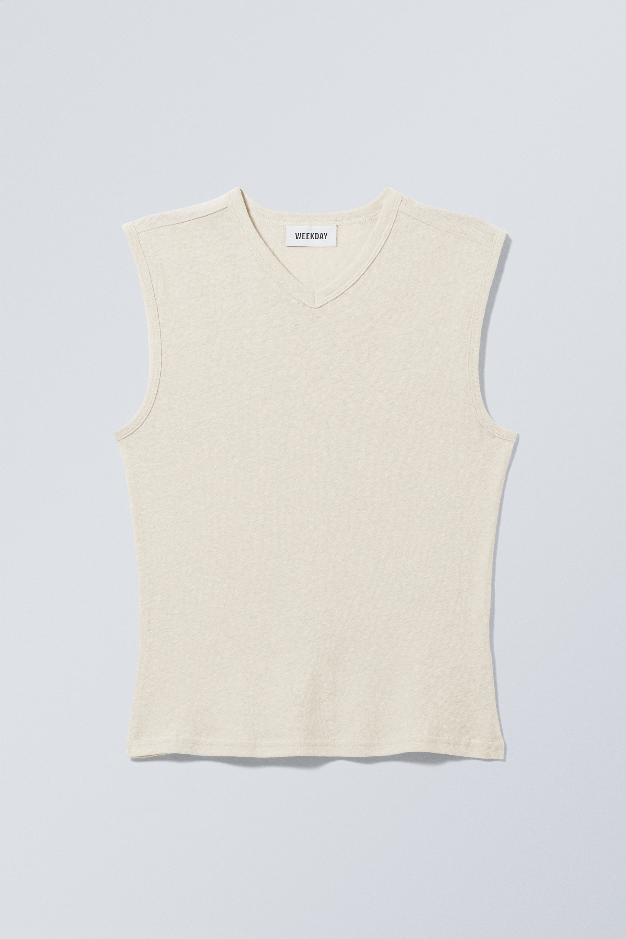 Beige - Tanktop aus Leinen mit V-Ausschnitt Tua - 0