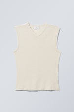Beige - Tanktop aus Leinen mit V-Ausschnitt Tua - 0