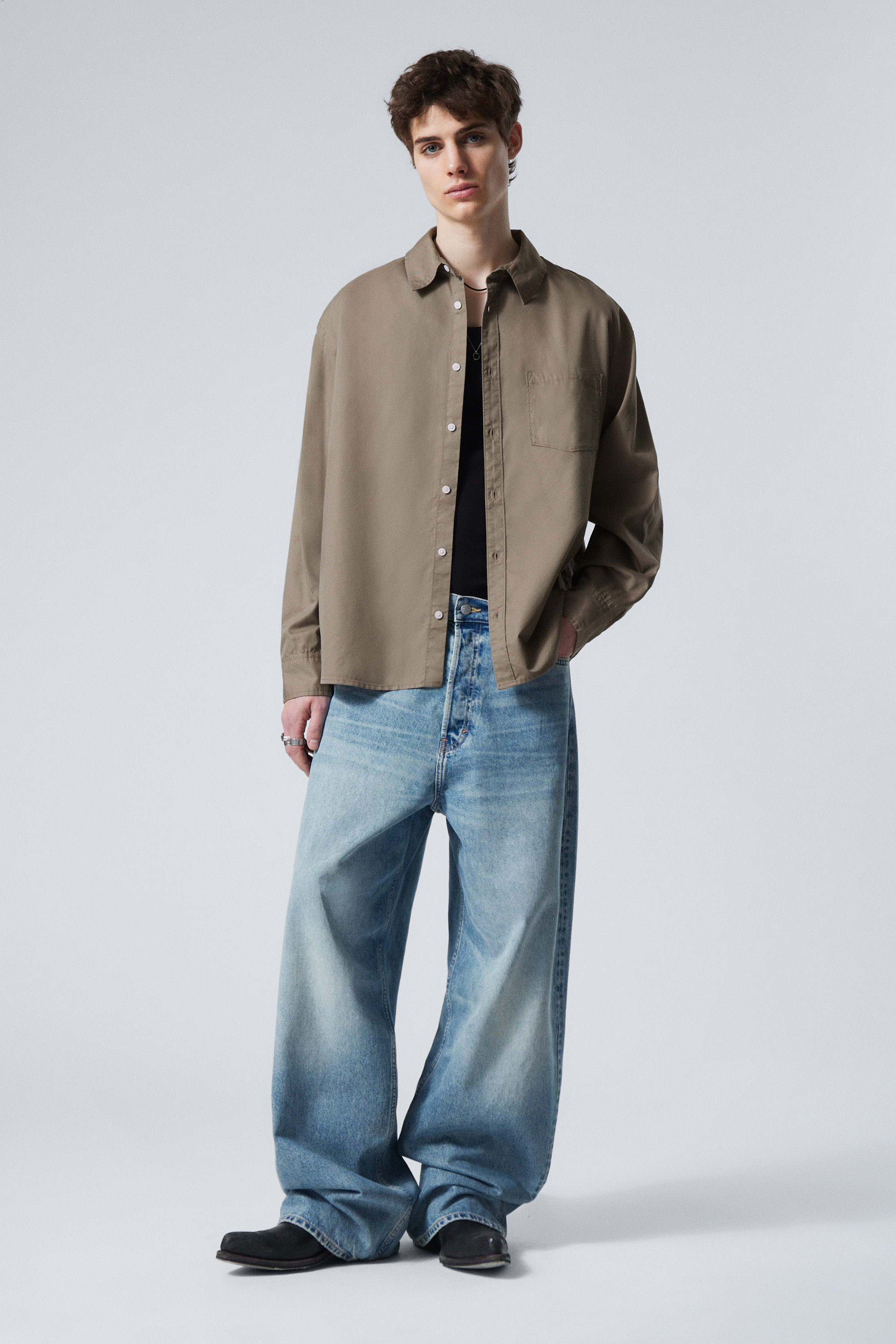 Dusty Mole - Oversized Cotton Viscose Shirt - 2