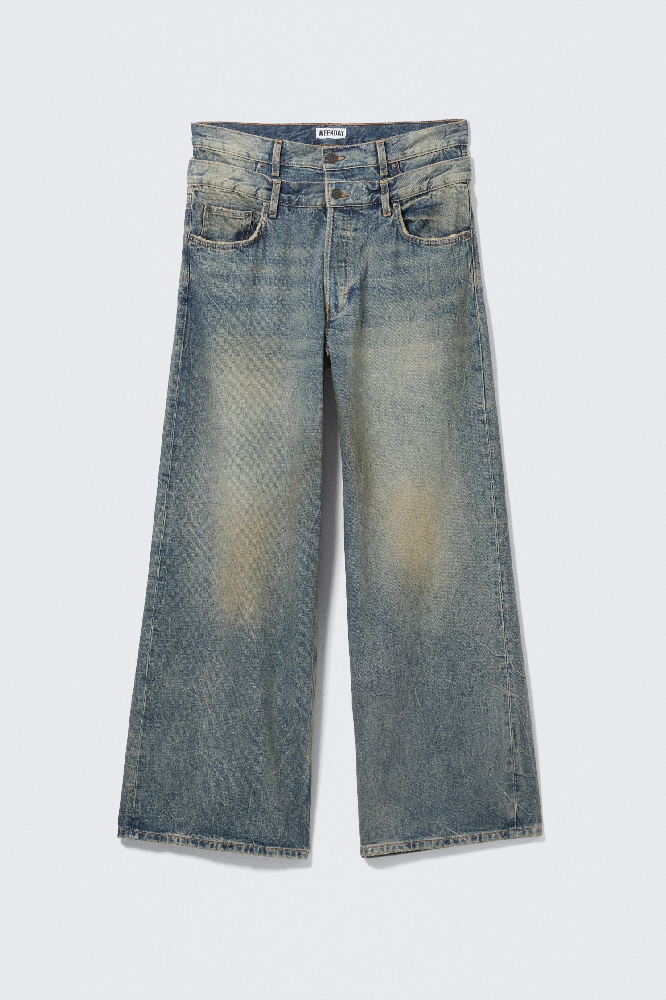 Arizona Blue - Medium Blue - Dual Waistband Wide Leg Jeans - 6