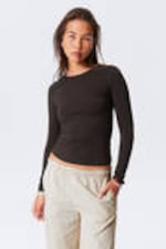 Dark Brown - Slim Fitted Long Sleeve - 0