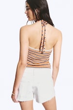 Striped Orange - Crochet Halterneck Top - 3
