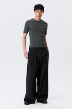 Washed Dark Mole - Classic Slim Ribbed Cotton T-shirt - 1