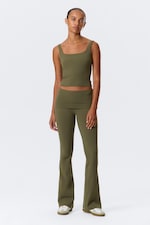 Dark Khaki Green - Cropped Sports Top - 2