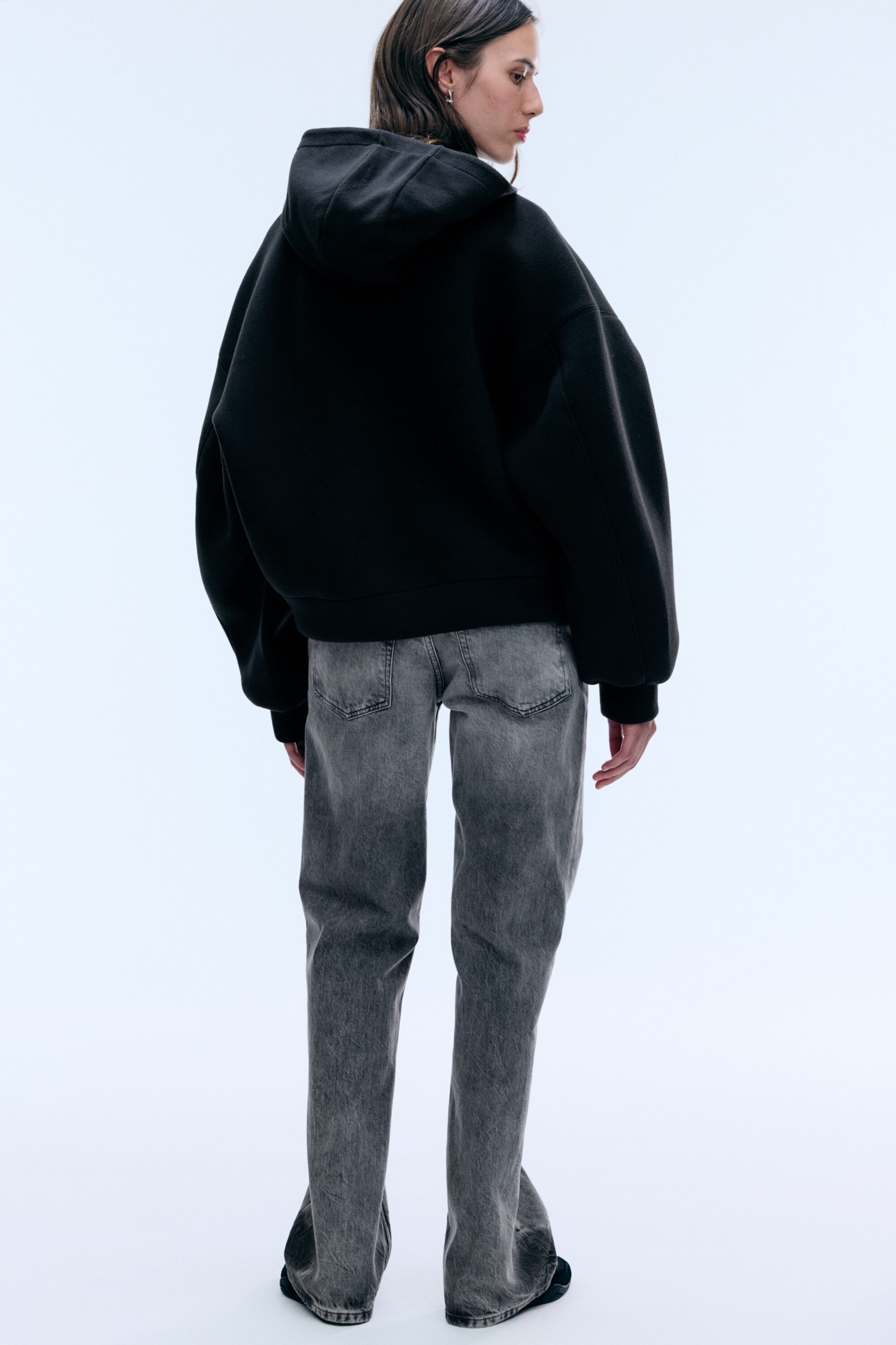 Black - Oversized Bonded scuba hoodie - 4