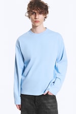 Light Blue - Loose Boxy Long-Sleeved T-shirt - 0