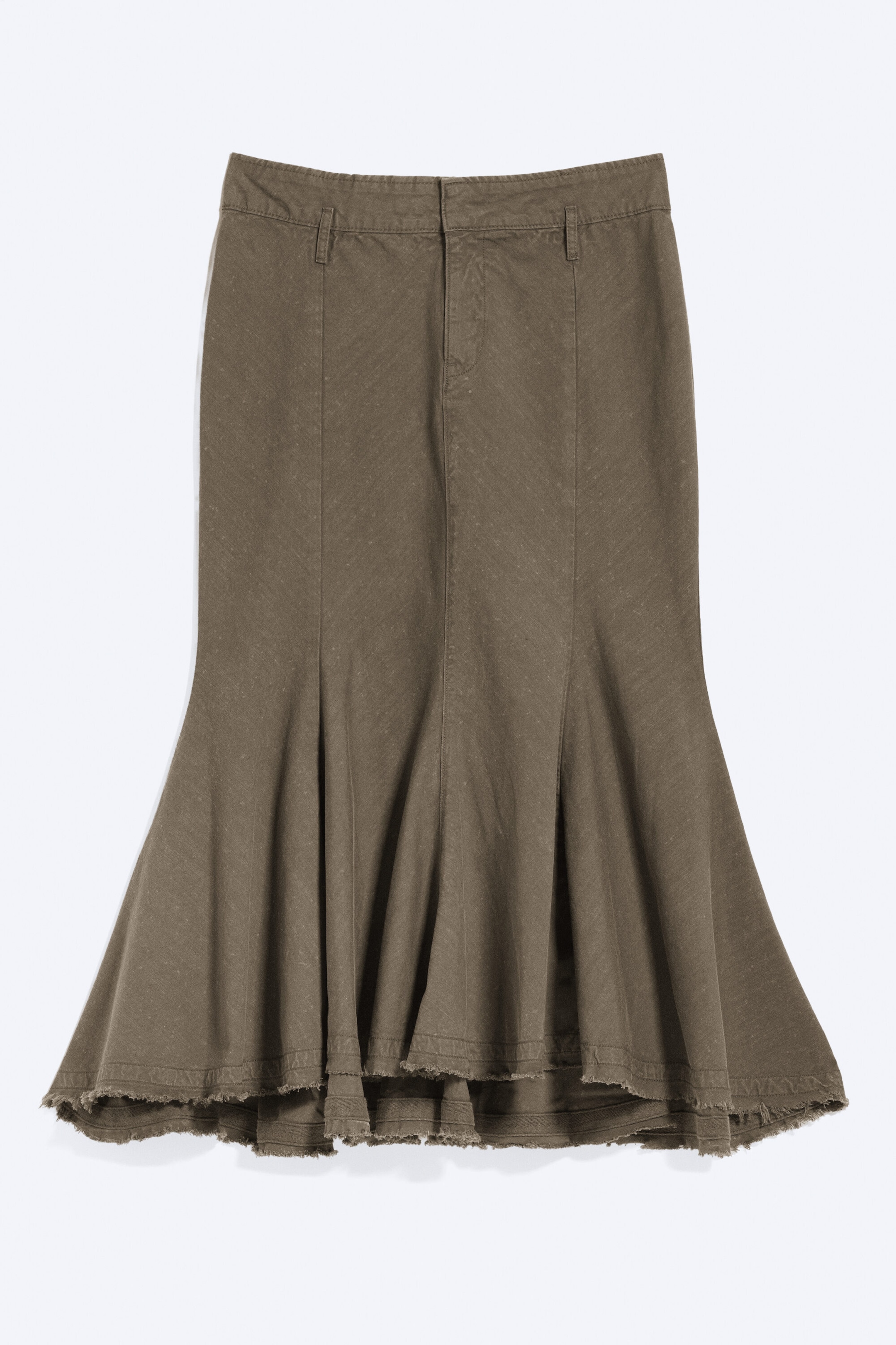 Dark Mole - Frayed cotton midi skirt - 3