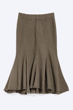 Dark Mole - Frayed cotton midi skirt - 3