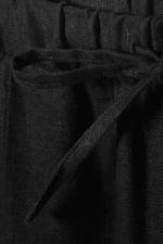 Black - Loose Fit Straight Leg Linen Trousers - 1