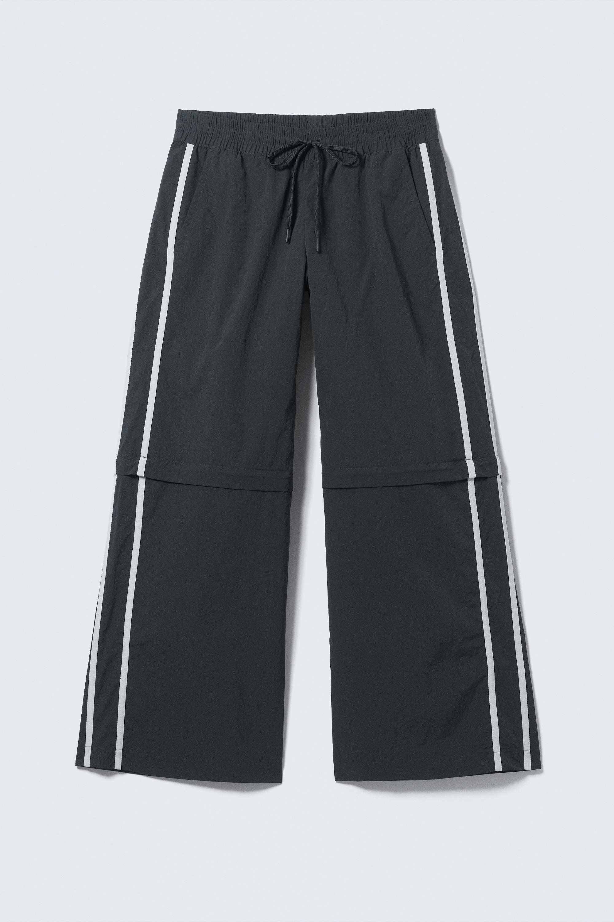 Zip-off Nylon Track Trousers - Black - Beige Stripe/Beige - Black Stripe