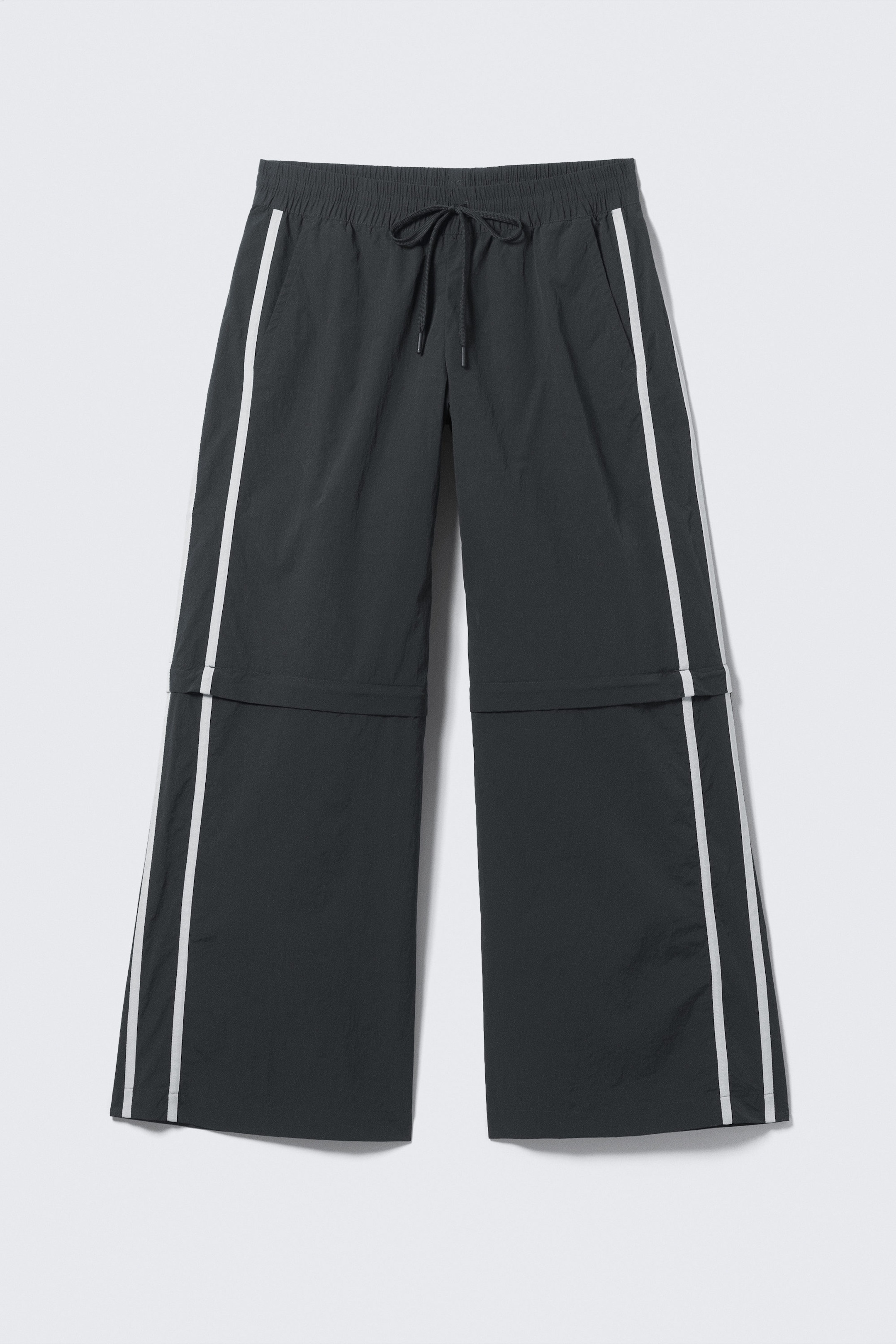 Black - Beige Stripe - Zip-off Nylon Track Trousers - 5