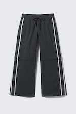 Black - Beige Stripe - Zip-off Nylon Track Trousers - 5