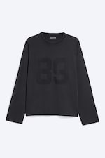 Washed Dark Grey - Great Boxy Graphic Long Sleeve T-shirt - 0