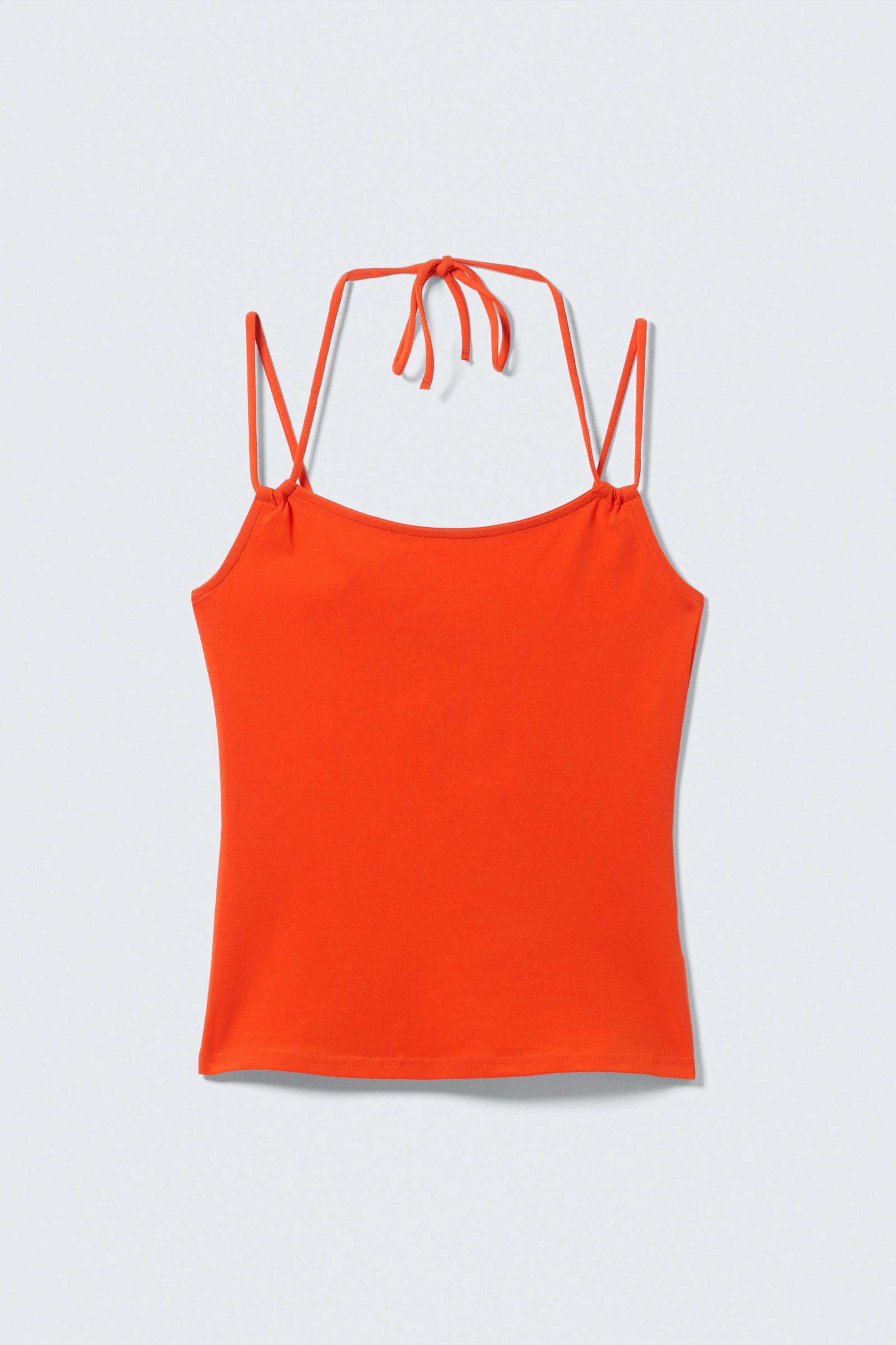 Bright Orange - Slim Fit Halterneck Strap Top - 4