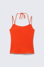 Bright Orange - Slim Fit Halterneck Strap Top - 4