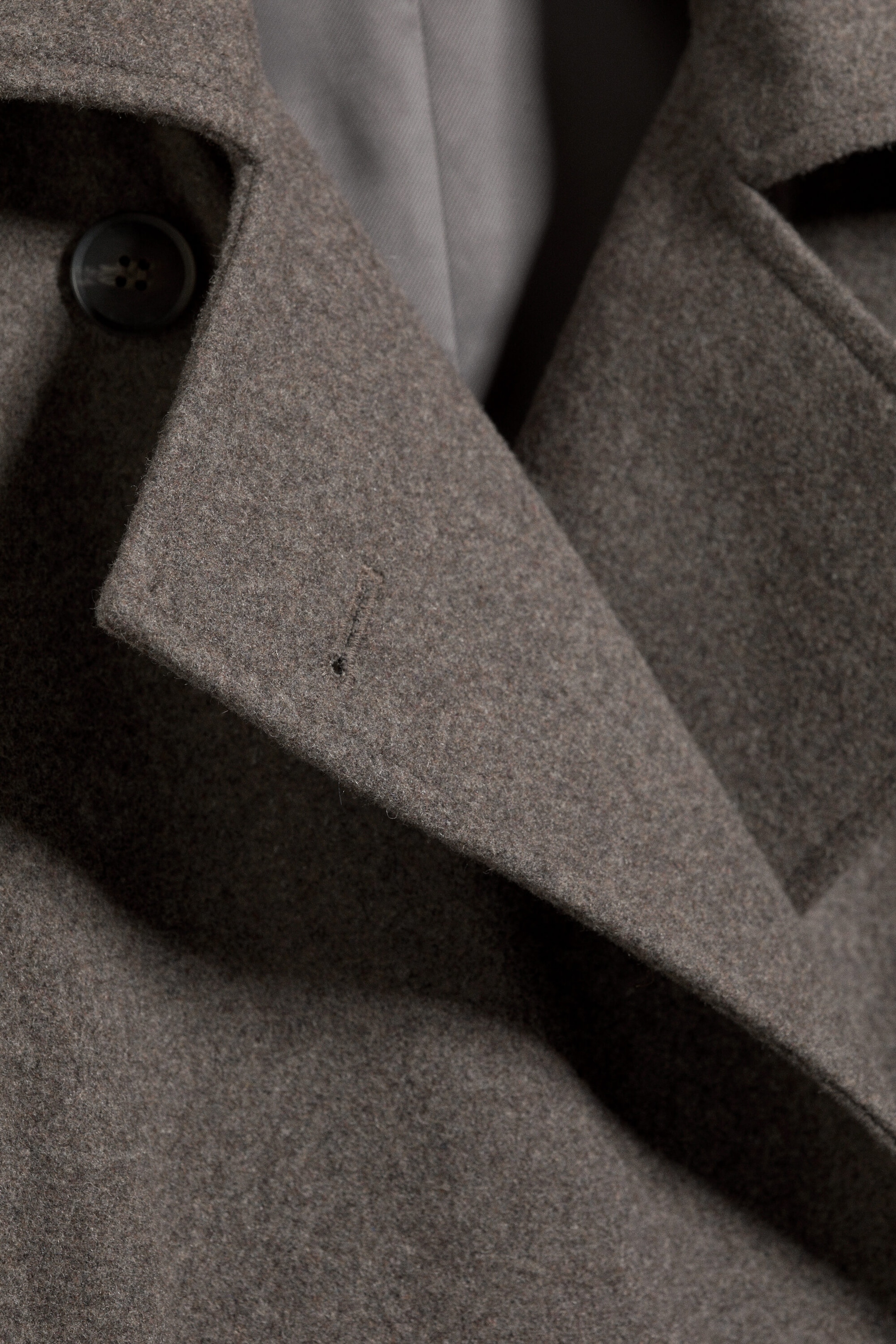 Taupe foncé chiné - Manteau oversize croisé en laine mélangée Kia - 2