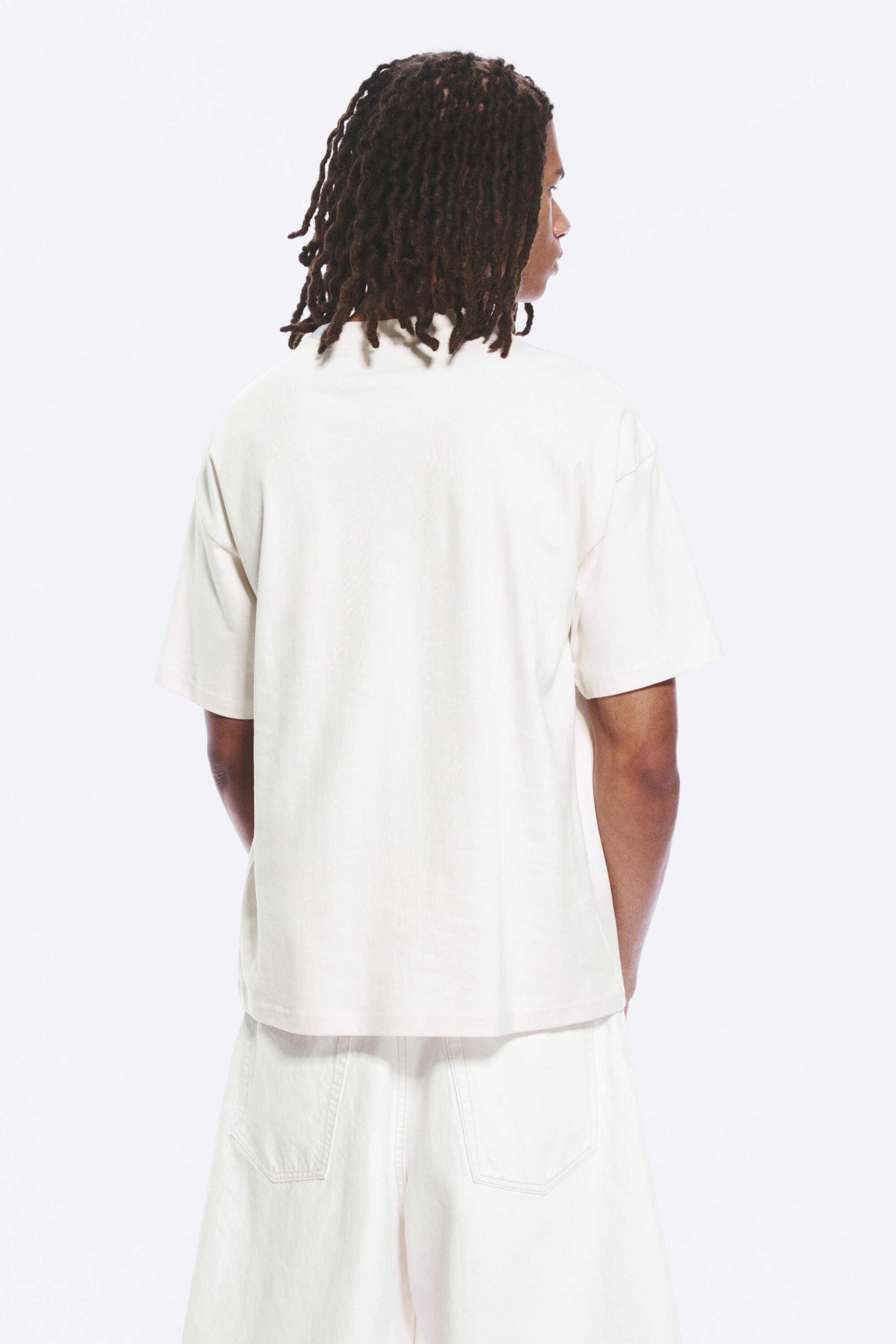 Weiß - Tränen - Bedrucktes kastiges T-Shirt - 3