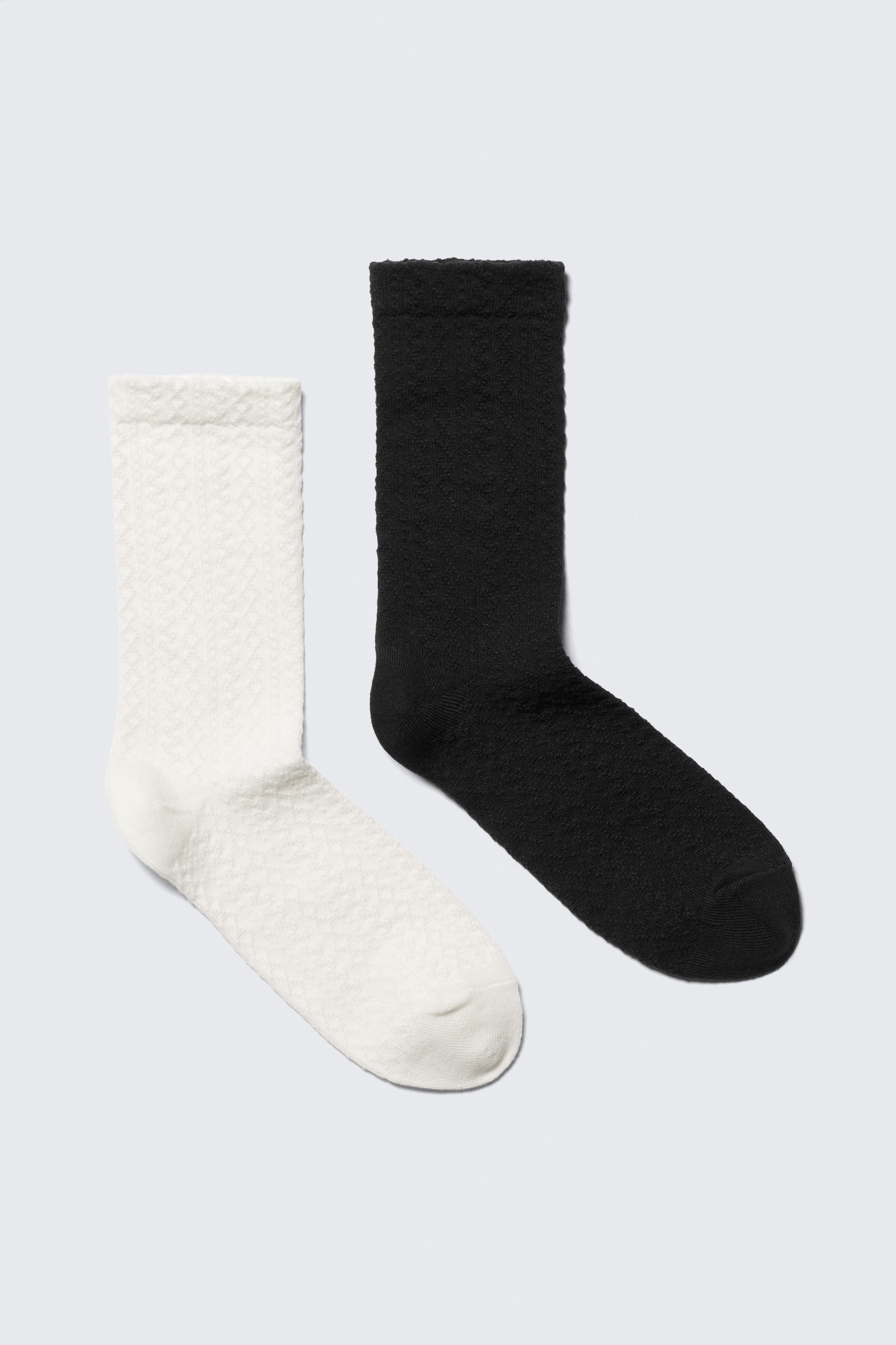 Black & White - 2-pack Pointelle Cotton Crew Socks