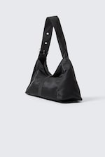 Black - Small Slouched Clasp Shoulder Bag - 2