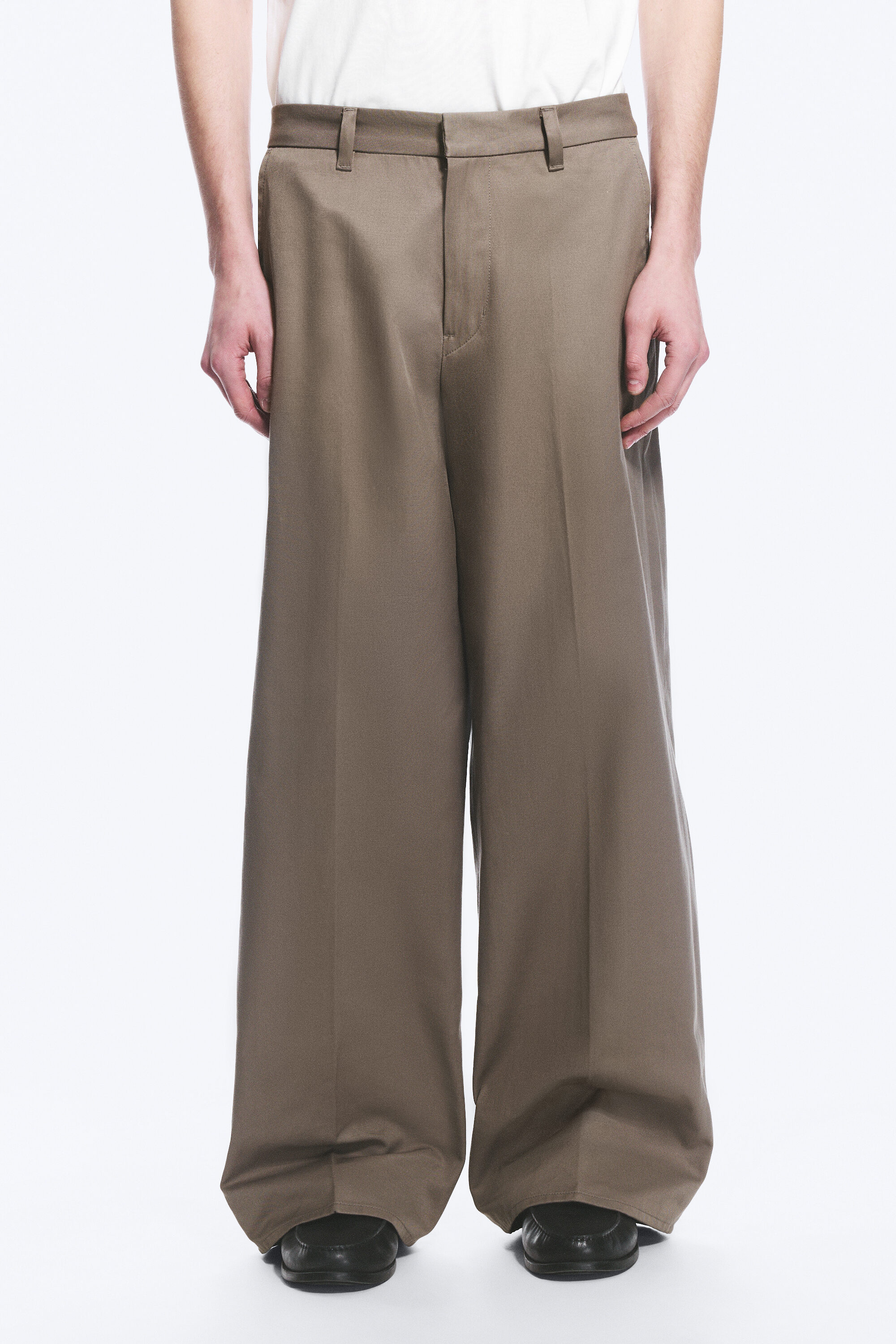 パンツ OVY Cotton 2tuck Washed Chino Pants otis oversized pleated cotton twill chinos - Beige | Weekday WW