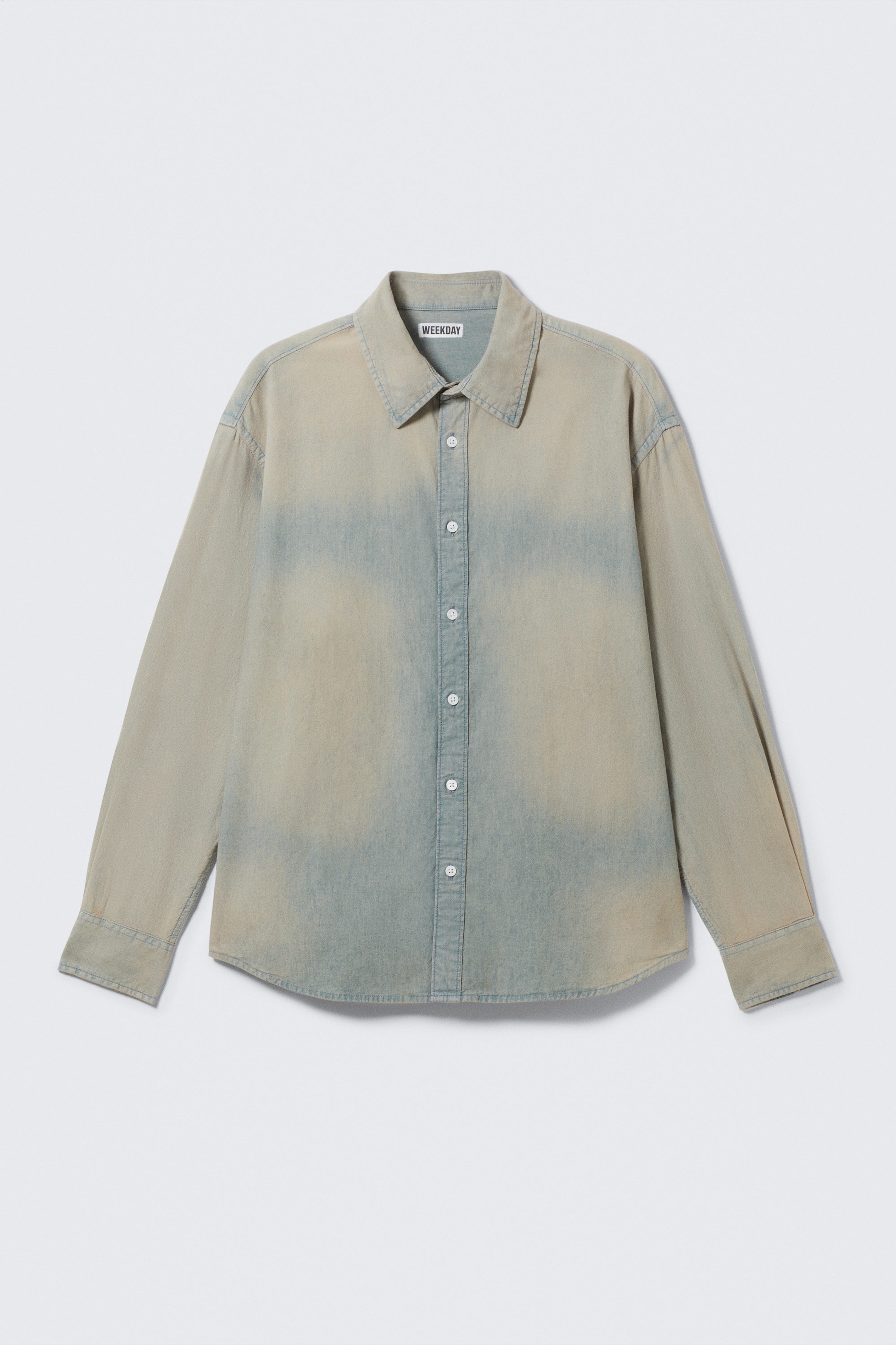 Blå sand - Oversized Long-Sleeved Denim Shirt - 1