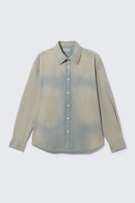 Blå sand - Oversized Long-Sleeved Denim Shirt - 0